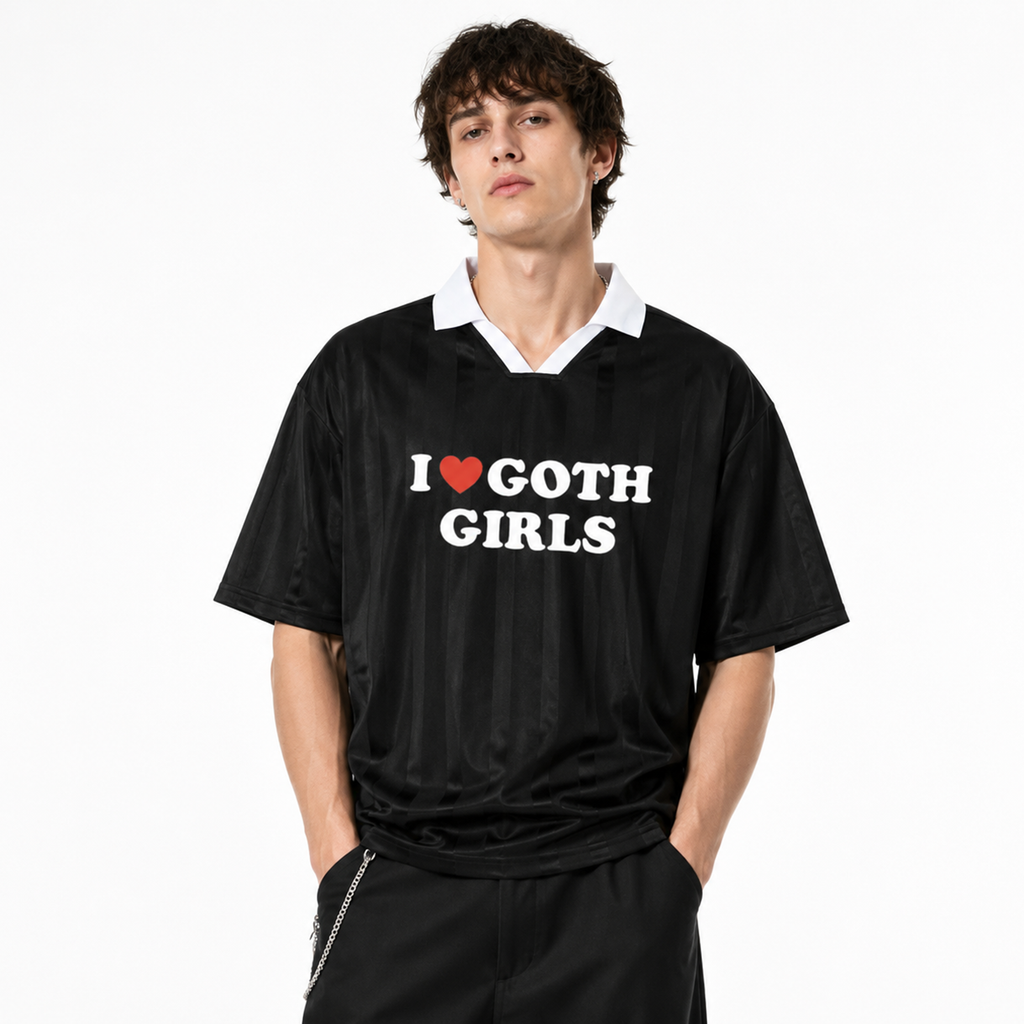 "I Heart Goth Girls" Unisex Striped Jersey (Black)