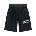 Unisex "I <3 Goth Girls" Vintage Distressed Wide Leg Shorts