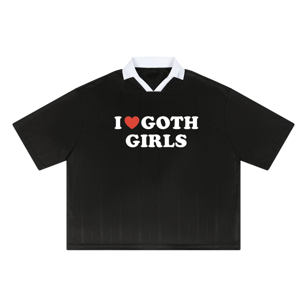 "I Heart Goth Girls" Unisex Striped Jersey (Black)