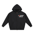"I Heart Goth Girls" Zip-Up Oversized Fleece Boxy Hoodie