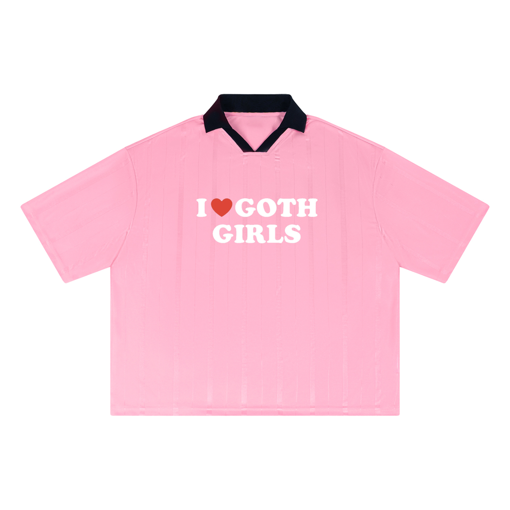 "I Heart Goth Girls" Unisex Striped Jersey (Pink)