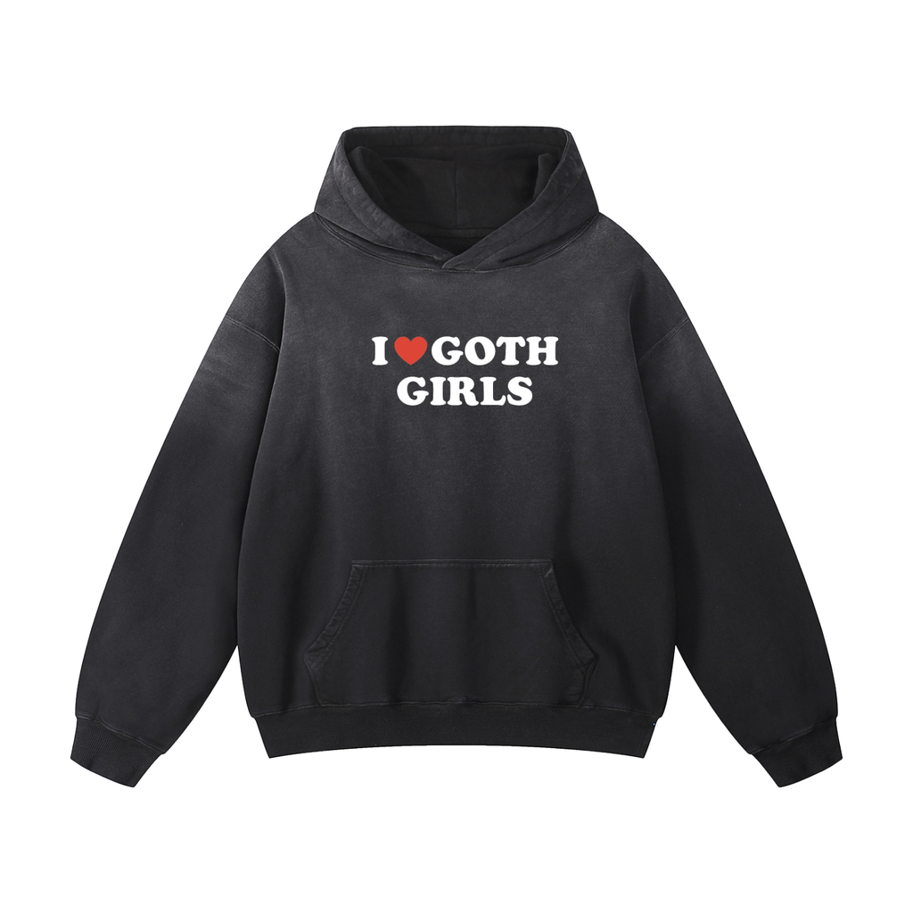 "I Heart Goth Girls" Heavyweight Sunfade Oversized Hoodie