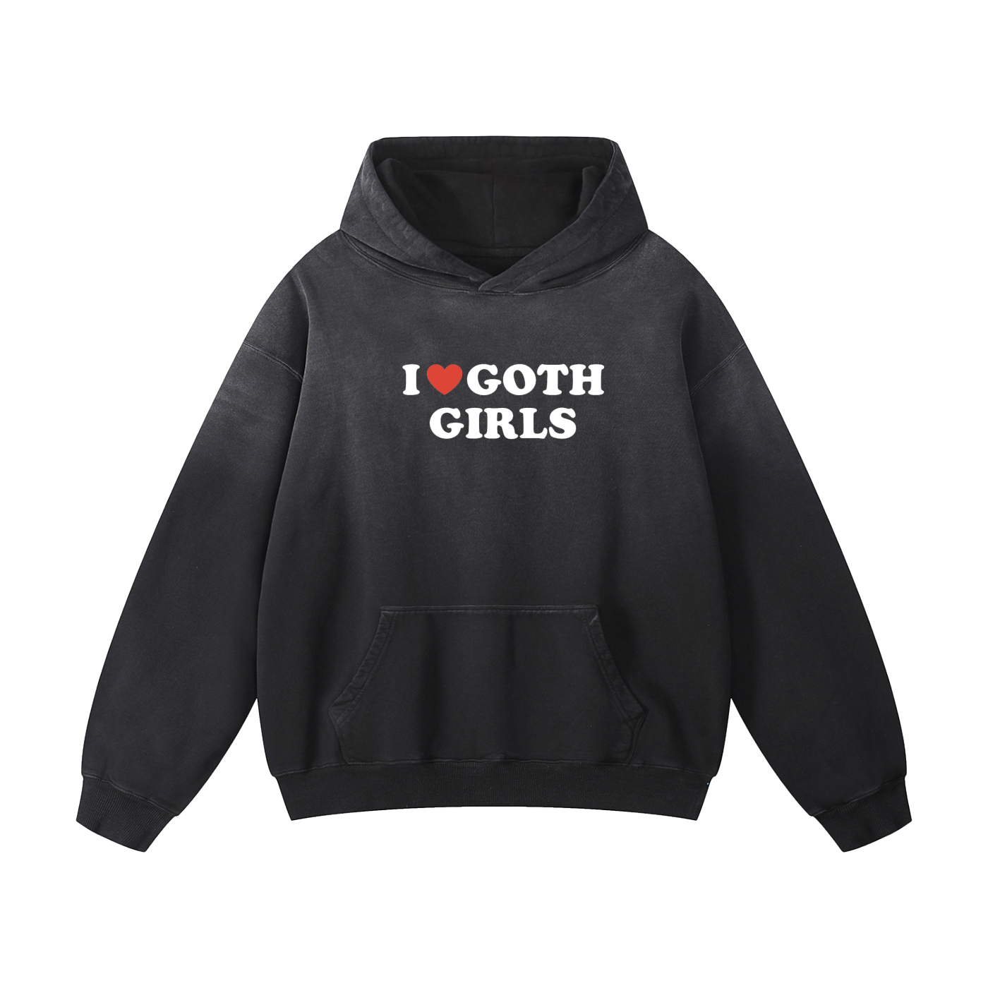 "I Heart Goth Girls" Heavyweight Sunfade Oversized Hoodie