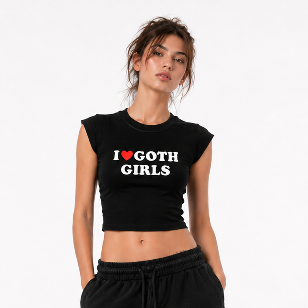 Women's "I Heart Goth Girls" Slim-Fit Cropped T-Shirt