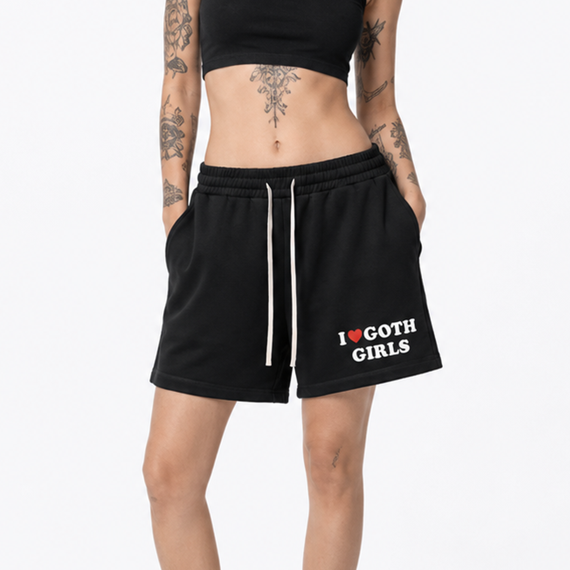 "I Heart Goth Girls" Sun Fade Cotton Shorts